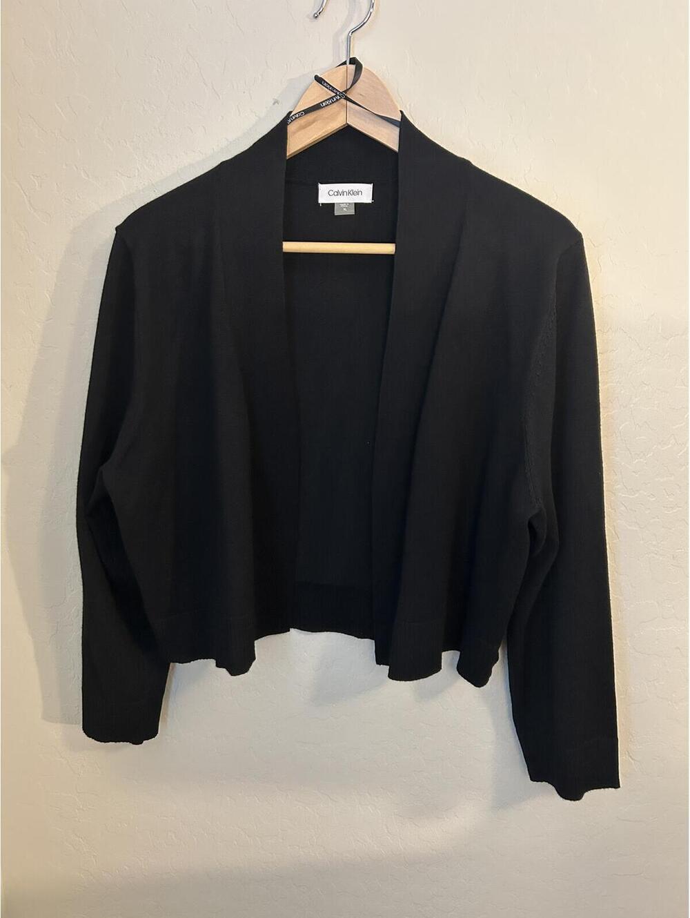 Calvin Klein Black Cropped Open Front Cardigan Jacket Size M